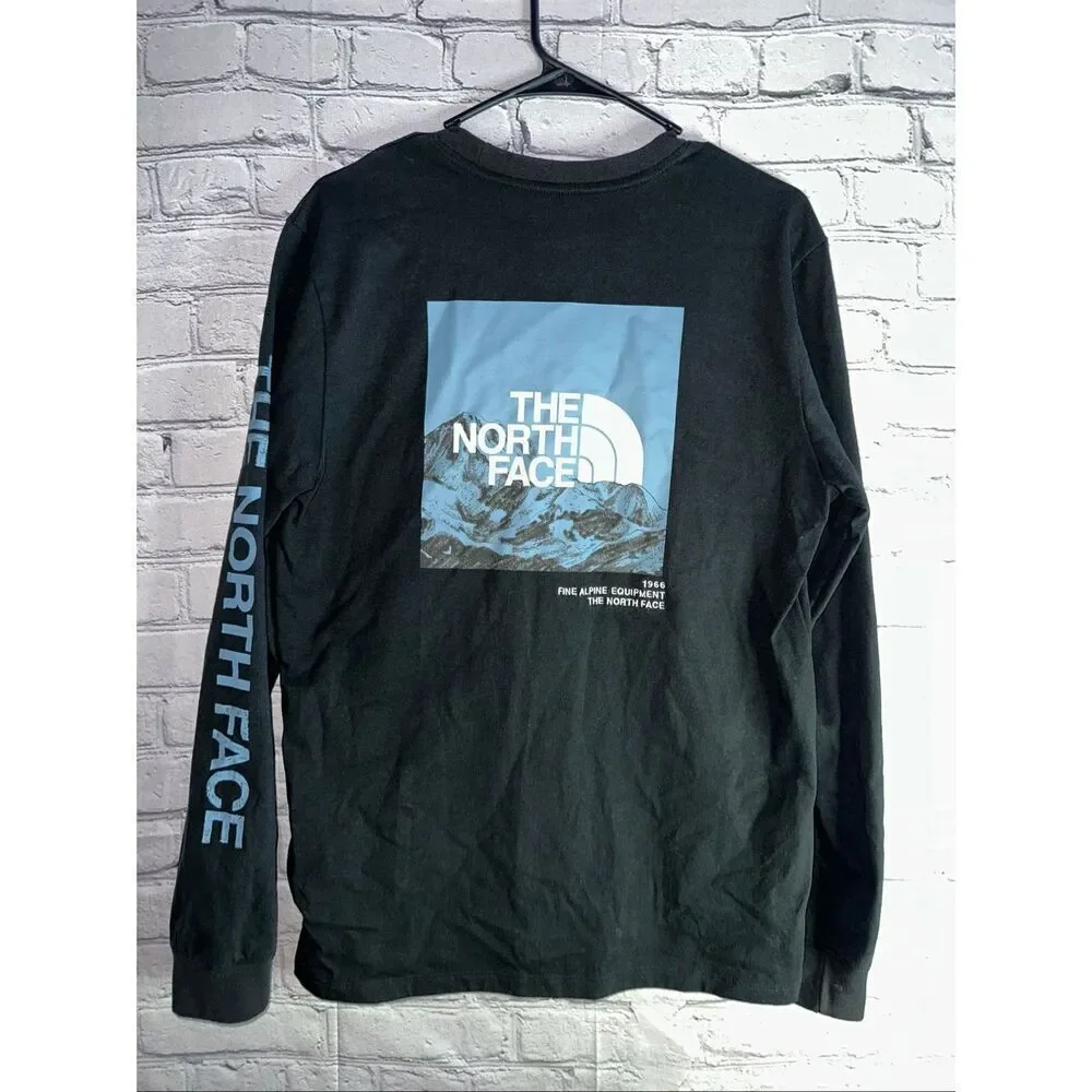 The North Face Box NSE Long Sleeve Graphic Tee Men’s Medium Blue/White Mountain